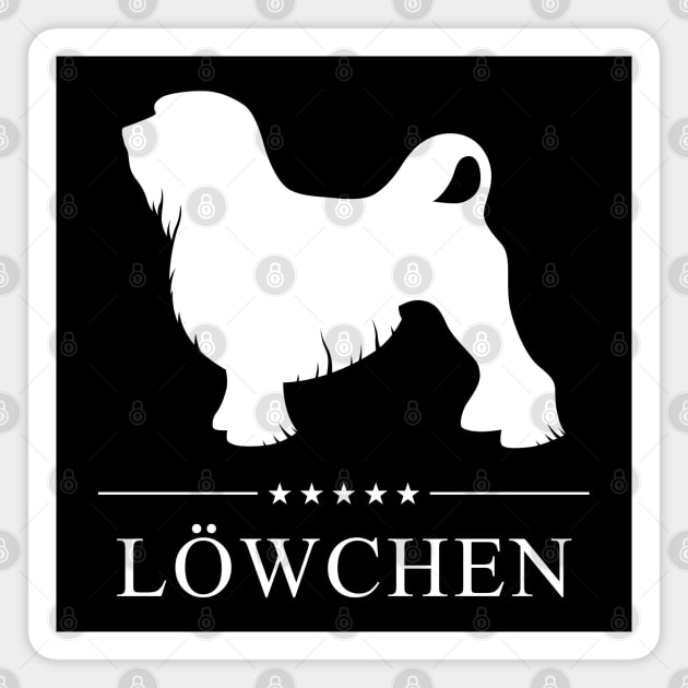 Lowchen Dog White Silhouette Magnet by millersye